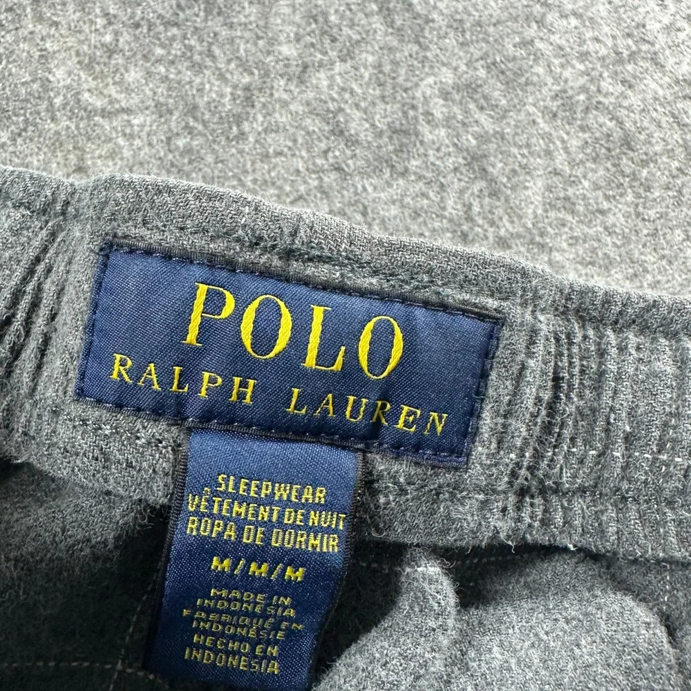 Polo Ralph Lauren Pajama Pants Mens M Gray Windowpane Plaid Cotton Sleepwear